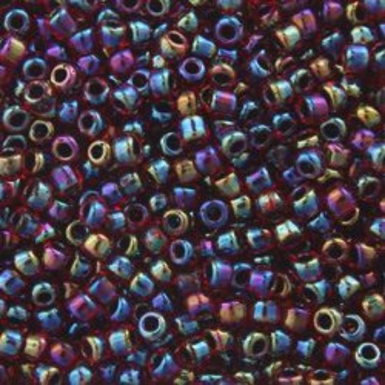 Picture of Size 11 Japanese Seed Beads, Red Colorlined Purple (#367), Approximately 25 Grams