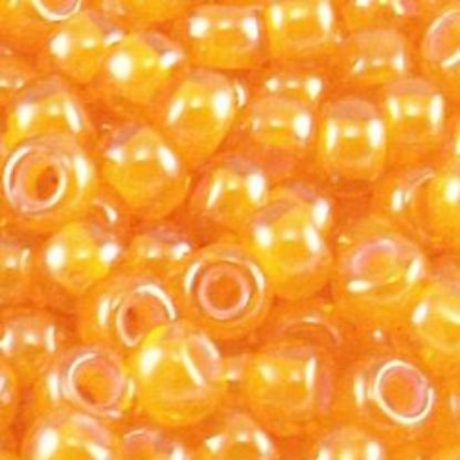 Picture of Size 11 Japanese Seed Beads, Orange Colorlined Orange (#393), Approximately 25 Grams