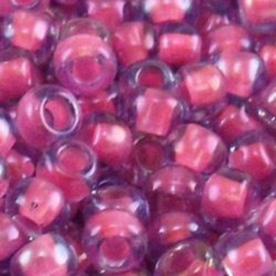 Picture of Size 11 Japanese Seed Beads, Blue Colorlined Fuchsia (#397), Approximately 25 Grams