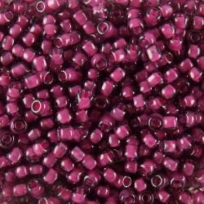 Picture of Size 11 Japanese Seed Beads, Colorlined Amethyst Fuchsia (#399E), Approximately 25 Grams