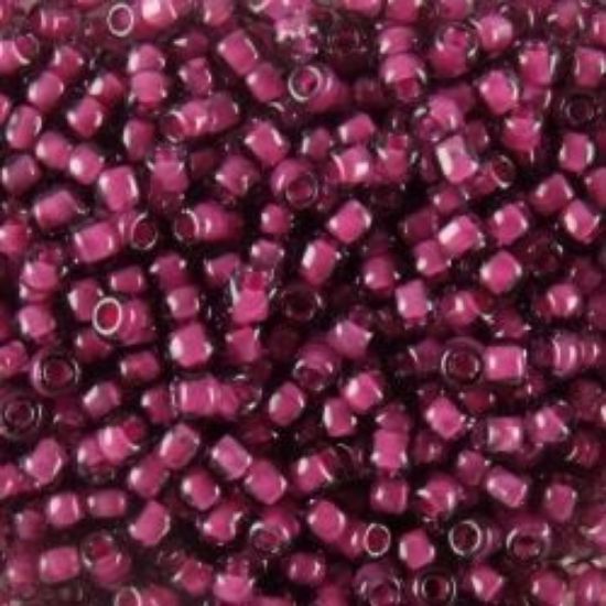 Picture of Size 11 Japanese Seed Beads, Colorlined Amethyst Fuchsia (#399E), Approximately 25 Grams