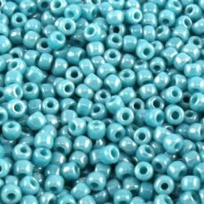 Picture of Opaque Lustre Turquoise Blue Seed Bead #430F / Size 11<br />Approximately 25 Grams