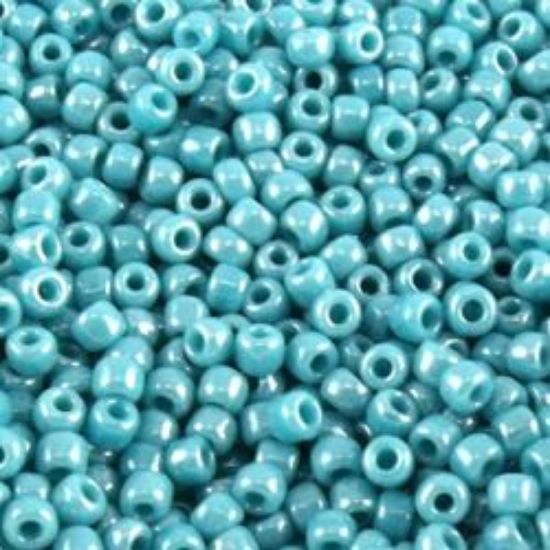 Picture of Opaque Lustre Turquoise Blue Seed Bead #430F / Size 11<br />Approximately 25 Grams