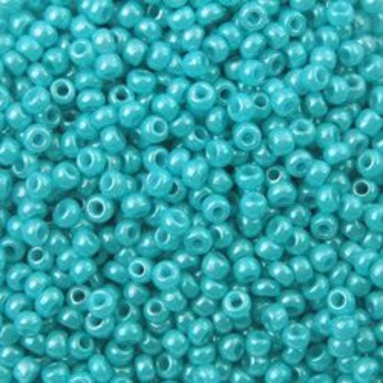 Picture of Opaque Lustre Turquoise Green Seed Beads Size 11 Color 430J<br />Approximately 25 Grams