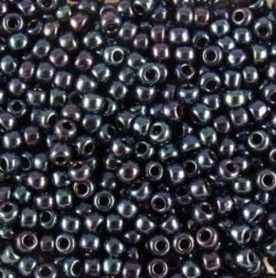 Picture of Size 11 Japanese Seed Beads, Metallic Blue Hematite (#456), Approximately 25 Grams