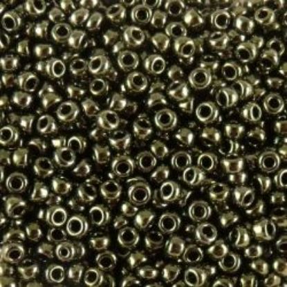 Picture of Size 11 Japanese Seed Beads, Metallic Army Green (#459), Approximately 25 Grams