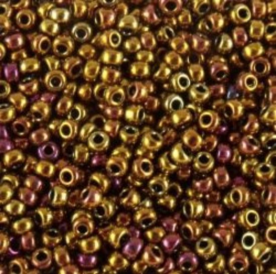 Picture of Size 11 Japanese Seed Beads, Metallic Gold Iris (#462D), Approximately 25 Grams