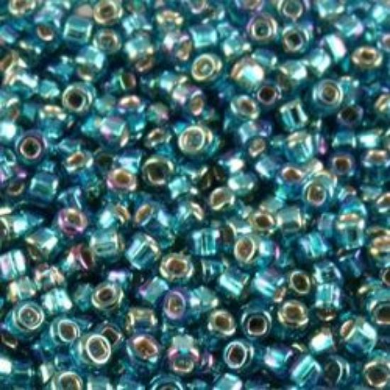 Picture of Silverlined Peacock Green AB Seed Bead #643 / Size 11<br />Approximately 25 Grams