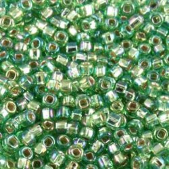Picture of Size 11 Seed Beads, Silver-lined Pale Green Aurora Borealis (#644), Approximately 25 Grams