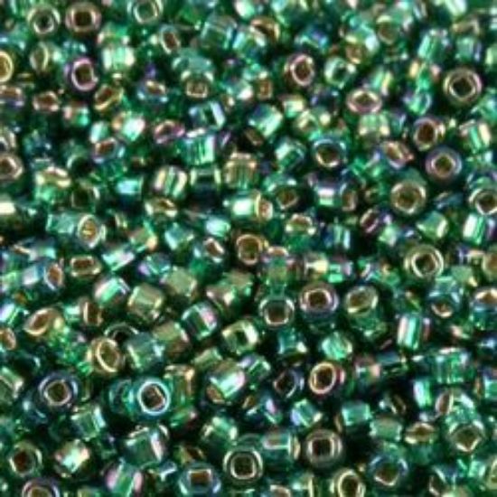 Picture of Size 11 Seed Beads, Silver-lined Green Aurora Borealis (#646), Approximately 25 Grams