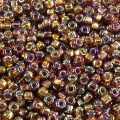 Picture of Size 11 Seed Beads, Silverlined Brown Aurora Borealis (#648), Approximately 25 Grams