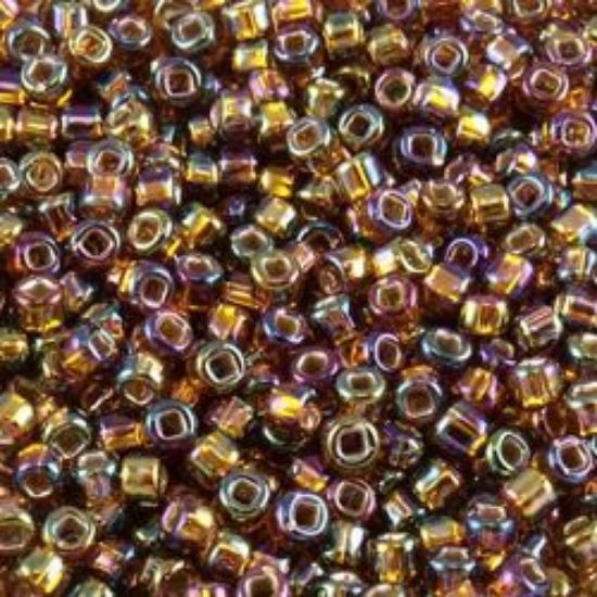 Picture of Size 11 Seed Beads, Silverlined Brown Aurora Borealis (#648), Approximately 25 Grams