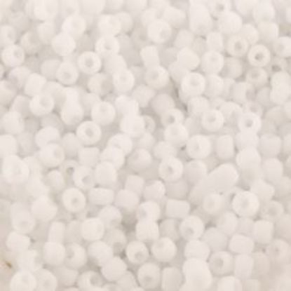 Picture of Opaque White Matte Seed Bead #F402A / Size 11<br />Approximately 25 Grams