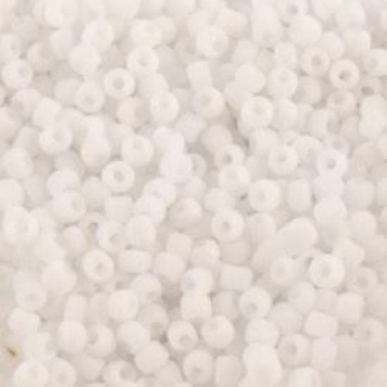 Picture of Opaque White Matte Seed Bead #F402A / Size 11<br />Approximately 25 Grams