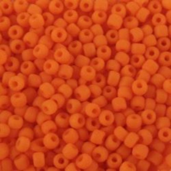 Picture of Opaque Orange Matte Seed Bead #F406 / Size 11<br />Approximately 25 Grams