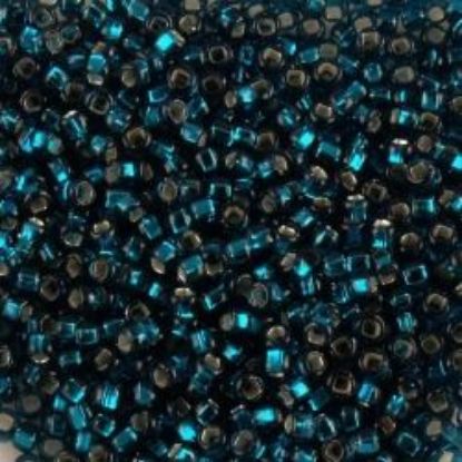 Picture of Size 15 Seed Bead, Silver-Lined Dark Teal #17B, Approximately 25 Grams