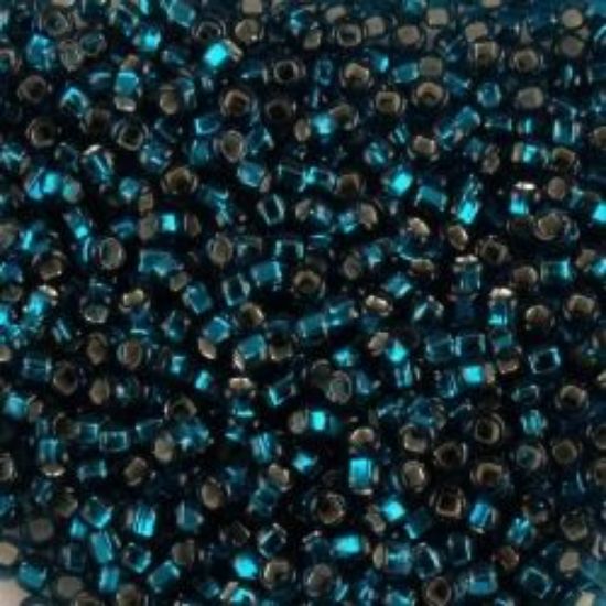 Picture of Size 15 Seed Bead, Silver-Lined Dark Teal #17B, Approximately 25 Grams