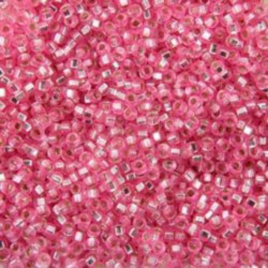 Picture of Size 15 Seed Bead, Silver-Lined Bright Pink #22, Approximately 25 Grams