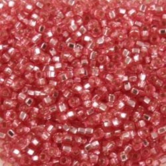 Picture of Size 15 Seed Bead, Silver-Lined Dark Pink #23B, Approximately 25 Grams