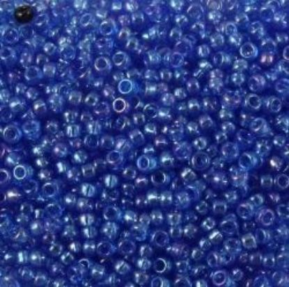 Picture of Size 15 Seed Bead, Aurora Borealis Cobalt Blue #299B, Approximately 25 Grams
