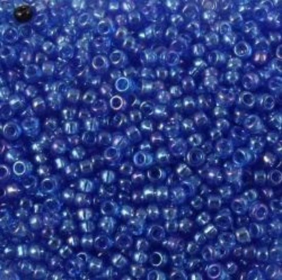 Picture of Size 15 Seed Bead, Aurora Borealis Cobalt Blue #299B, Approximately 25 Grams