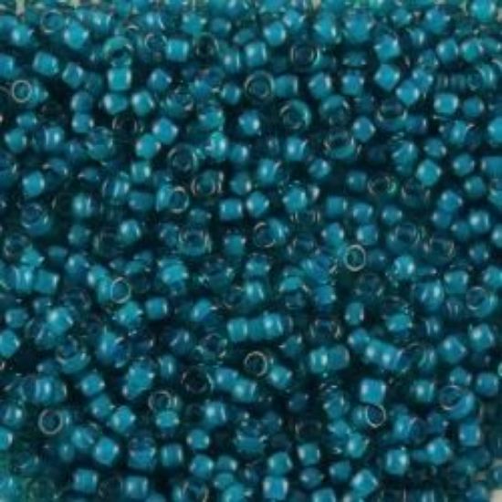Picture of Size 15 Seed Bead, Emerald Color-Lined Emerald #327P, Approximately 25 Grams