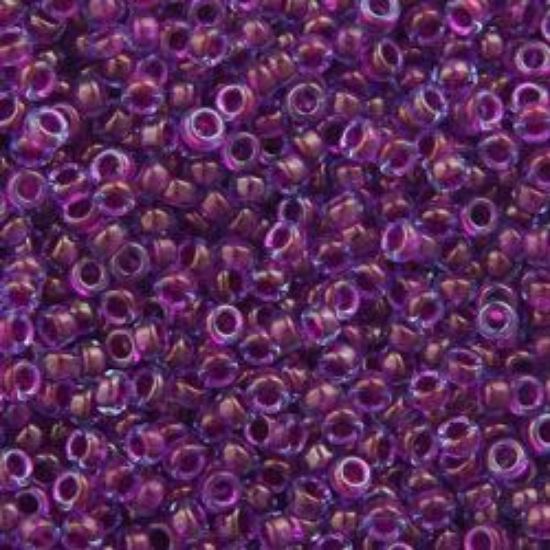 Picture of Size 15 Seed Bead, Blue Color-Lined Purple #352, Approximately 25 Grams