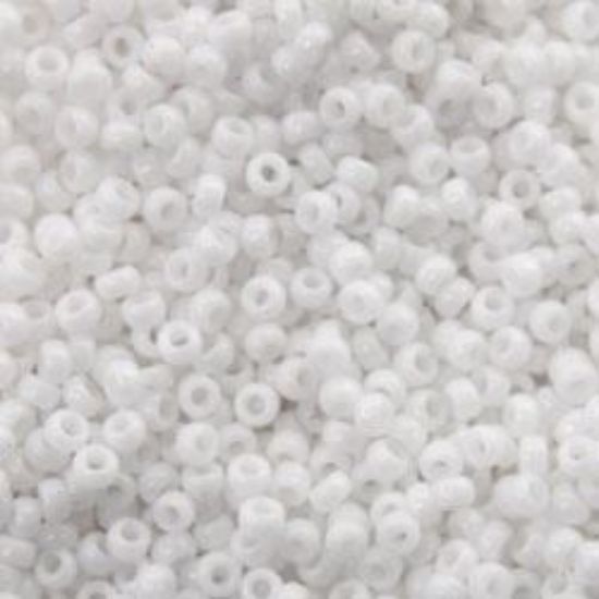 Picture of Size 15 Seed Bead, Opaque White #402, Approximately 25 Grams