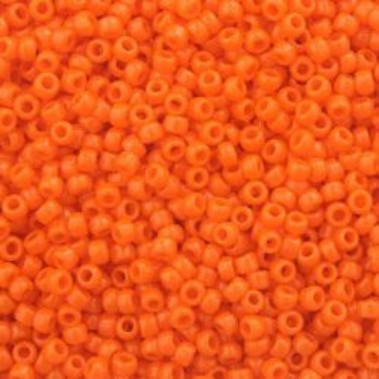 Picture of Size 15 Seed Bead, Opaque Red Orange #406, Approximately 25 Grams
