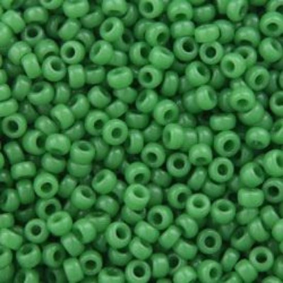 Picture of Size 15 Seed Bead, Opaque Green #411, Approximately 25 Grams