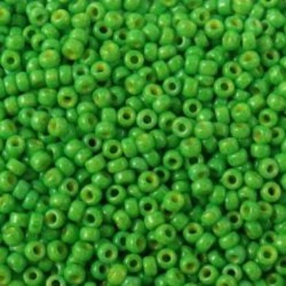 Picture of Size 15 Seed Bead, Opaque Calypso Green #411E, Approximately 25 Grams