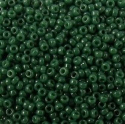 Picture of Size 15 Seed Bead, Opaque Forest Green #411H, Approximately 25 Grams
