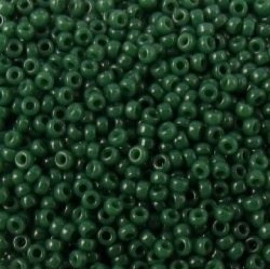Picture of Size 15 Seed Bead, Opaque Forest Green #411H, Approximately 25 Grams