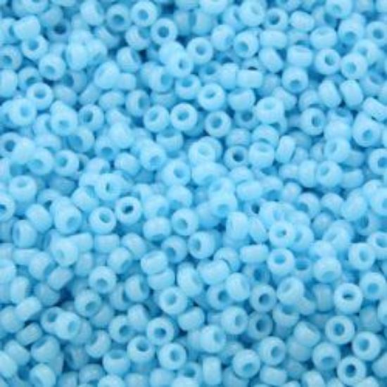 Picture of Size 15 Seed Bead, Opaque Light Blue #413, Approximately 25 Grams