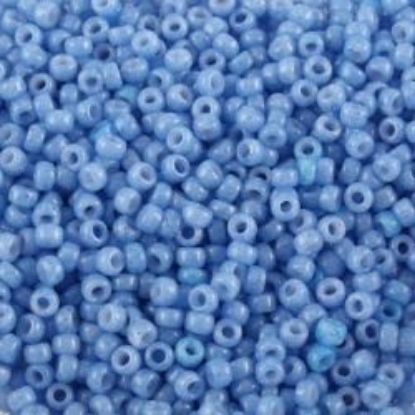 Picture of Size 15 Seed Bead, Opaque Medium Blue #413B, Approximately 25 Grams