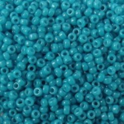 Picture of Size 15 Seed Bead, Opaque Blue Lagoon #413F, Approximately 25 Grams