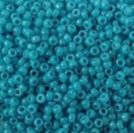 Picture of Size 15 Seed Bead, Opaque Blue Lagoon #413F, Approximately 25 Grams