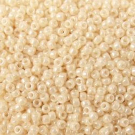 Picture of Size 15 Seed Bead, Opaque Lustre Off White #421A, Approximately 25 Grams