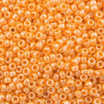 Picture of Size 15 Seed Bead, Opaque Lustre Medium Orange #423, Approximately 25 Grams