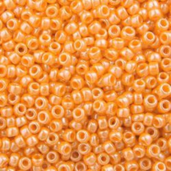 Picture of Size 15 Seed Bead, Opaque Lustre Medium Orange #423, Approximately 25 Grams