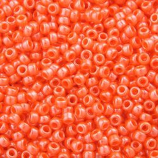 Picture of Size 15 Seed Bead, Opaque Lustre Orange #424, Approximately 25 Grams