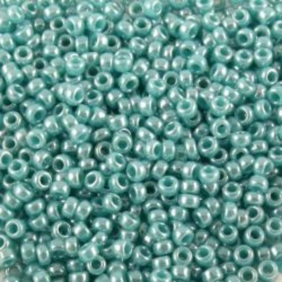Picture of Size 15 Seed Bead, Opaque Lustre Turquoise Blue #430F, Approximately 25 Grams