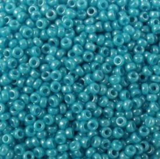 Picture of Size 15 Seed Bead, Opaque Lustre Turquoise Green #430J, Approximately 25 Grams