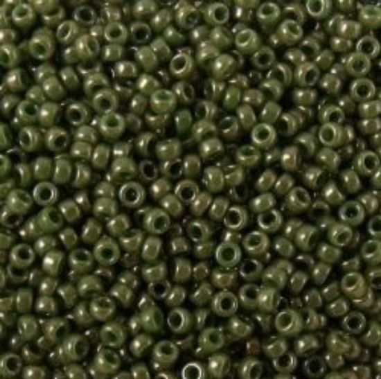 Picture of Size 15 Seed Bead, Opaque Lustre Olive #431I, Approximately 25 Grams