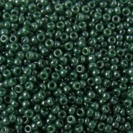 Picture of Size 15 Seed Bead, Opaque Lustre Green #431J, Approximately 25 Grams