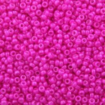 Picture of Size 15 Seed Bead, Opaque Lustre Hot Pink #435, Approximately 25 Grams