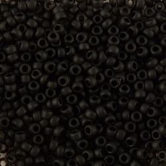 Picture of Size 15 Seed Bead, Opaque Black Matte #F401, Approximately 25 Grams
