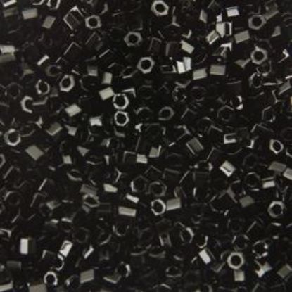 Picture of Size 15 Hexagon Seed Bead, Opaque Black #401, Approximately 25 Grams