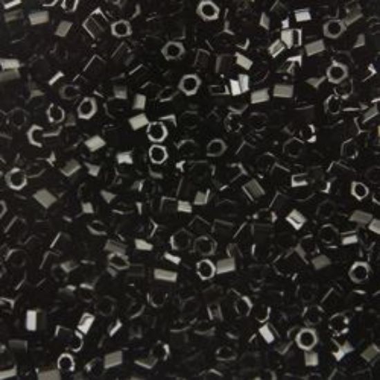 Picture of Size 15 Hexagon Seed Bead, Opaque Black #401, Approximately 25 Grams