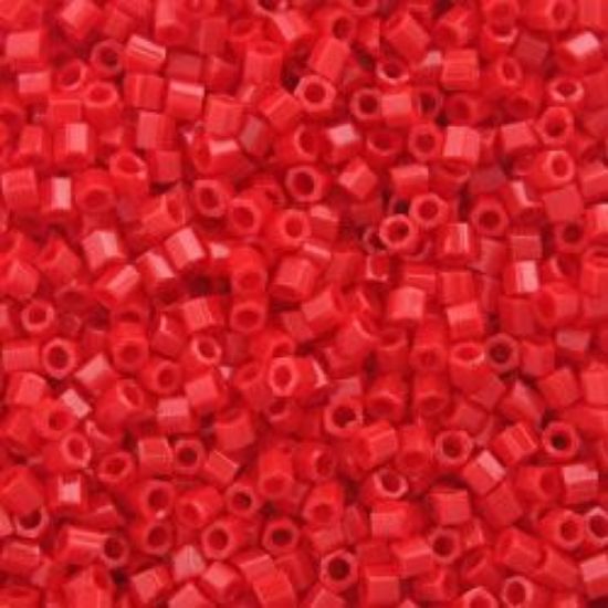 Picture of Size 15 Hexagon Seed Bead, Opaque Red #408, Approximately 25 Grams